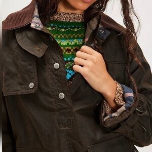 We The Free Brown Headliner Wax Pullover Utility Jacket NWT